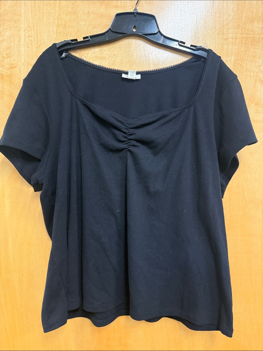 a.n.a Black Short Sleeve Gathered Front Top